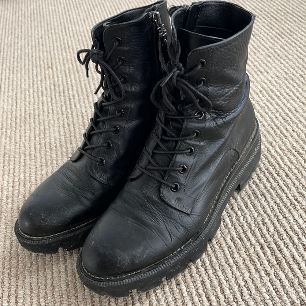 Leather combat boots